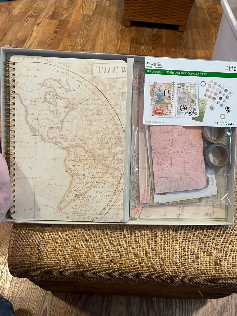 Recollections Vintage Map Junk Journal Kit - Cream and Tan Travel Notebook Set